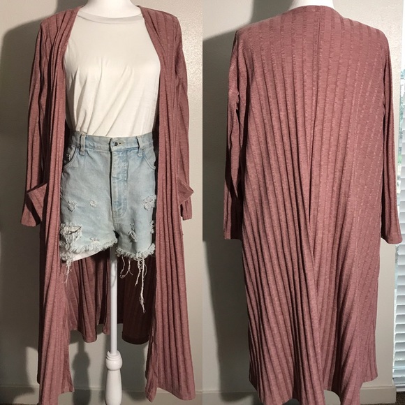 LuLaRoe Sweaters - LuLaRoe Pink Ribbed Maxi Full Length Cardigan